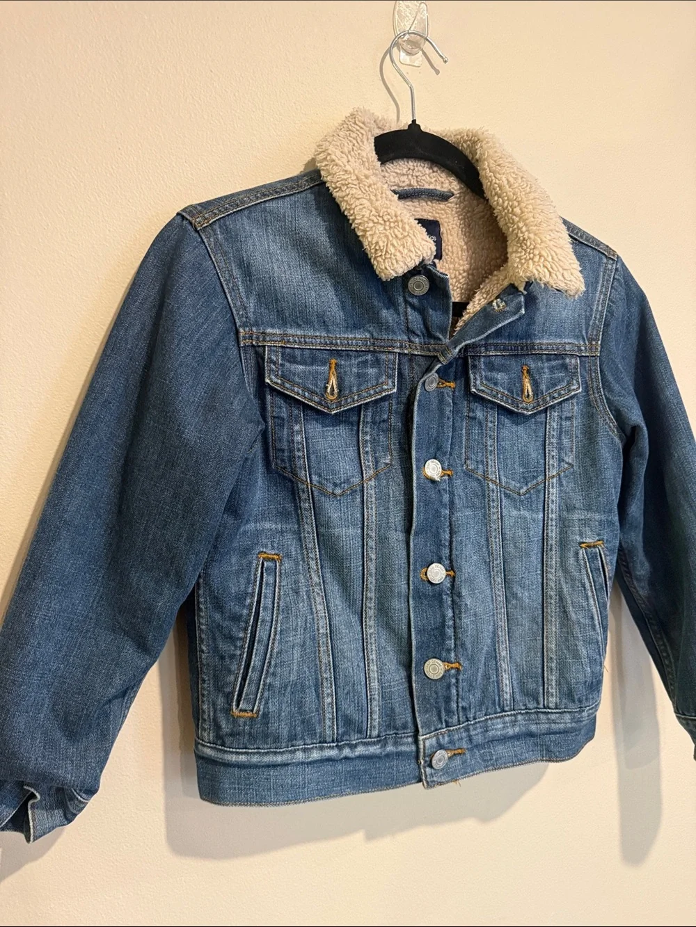 🧨Gap Kids Sherpa Collar Denim Jacket - Blue Classic Cute Comfortable Warm
